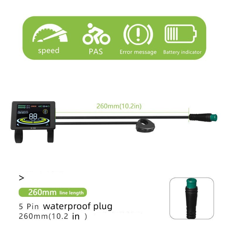 JN LCD H-100 Color Display E-bike modification accessories 24V-72V WP plug