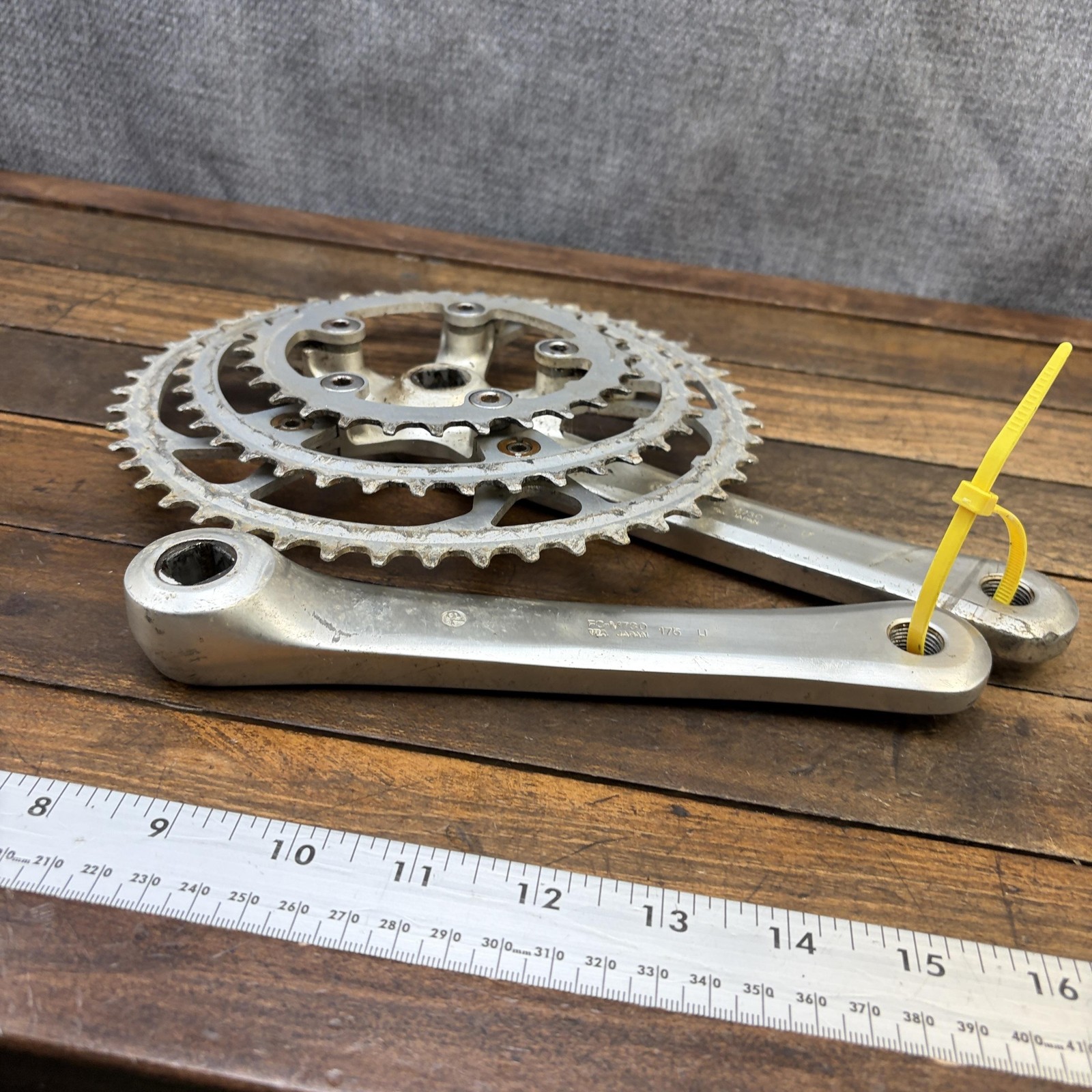 Vintage Shimano Deore XT FC-M730 Crankset 175mm 110 BCD Triple Biopace MTB Japan