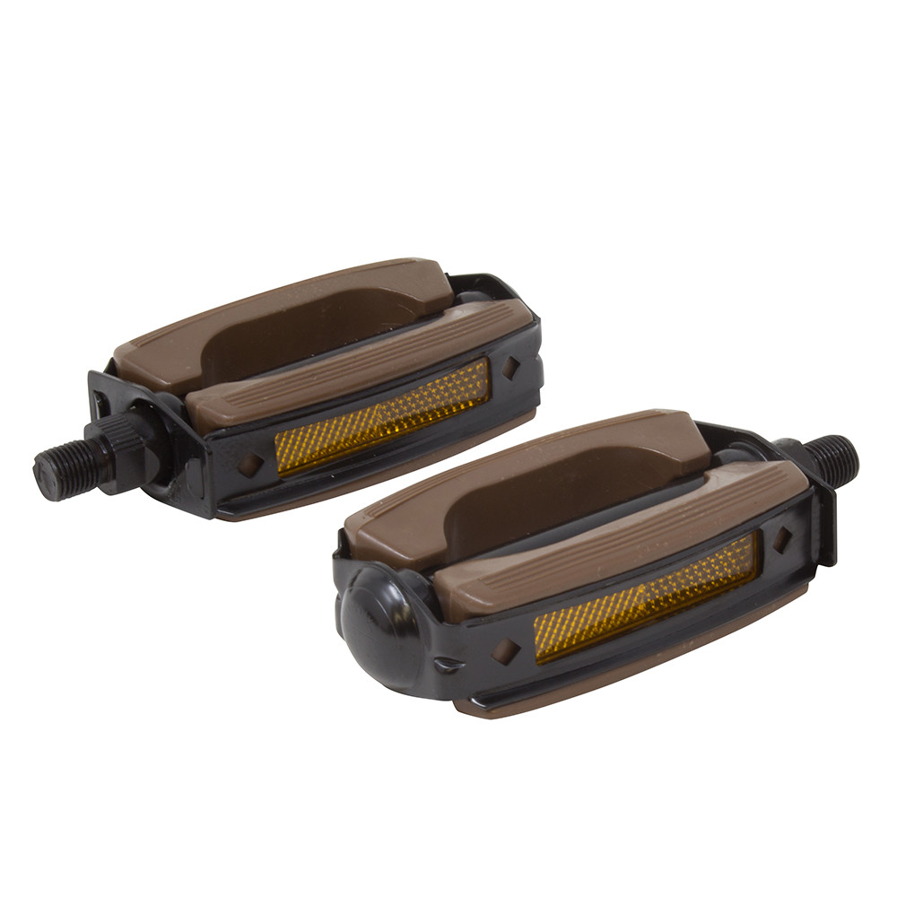 Classic Vintage Bow Style Bicycle Pedal Krate Rubber Pedals 1/2″ Brown/Black