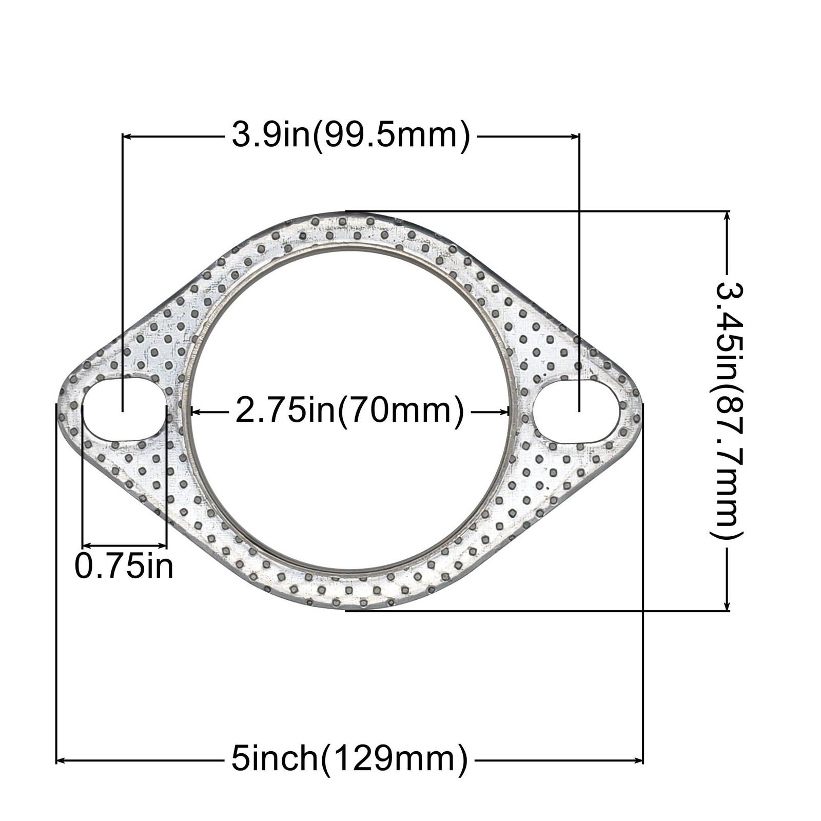 YGQ 2.75 Inch 70mm Exhaust Gasket 2 Bolt for Muffler Flange Manifold in
