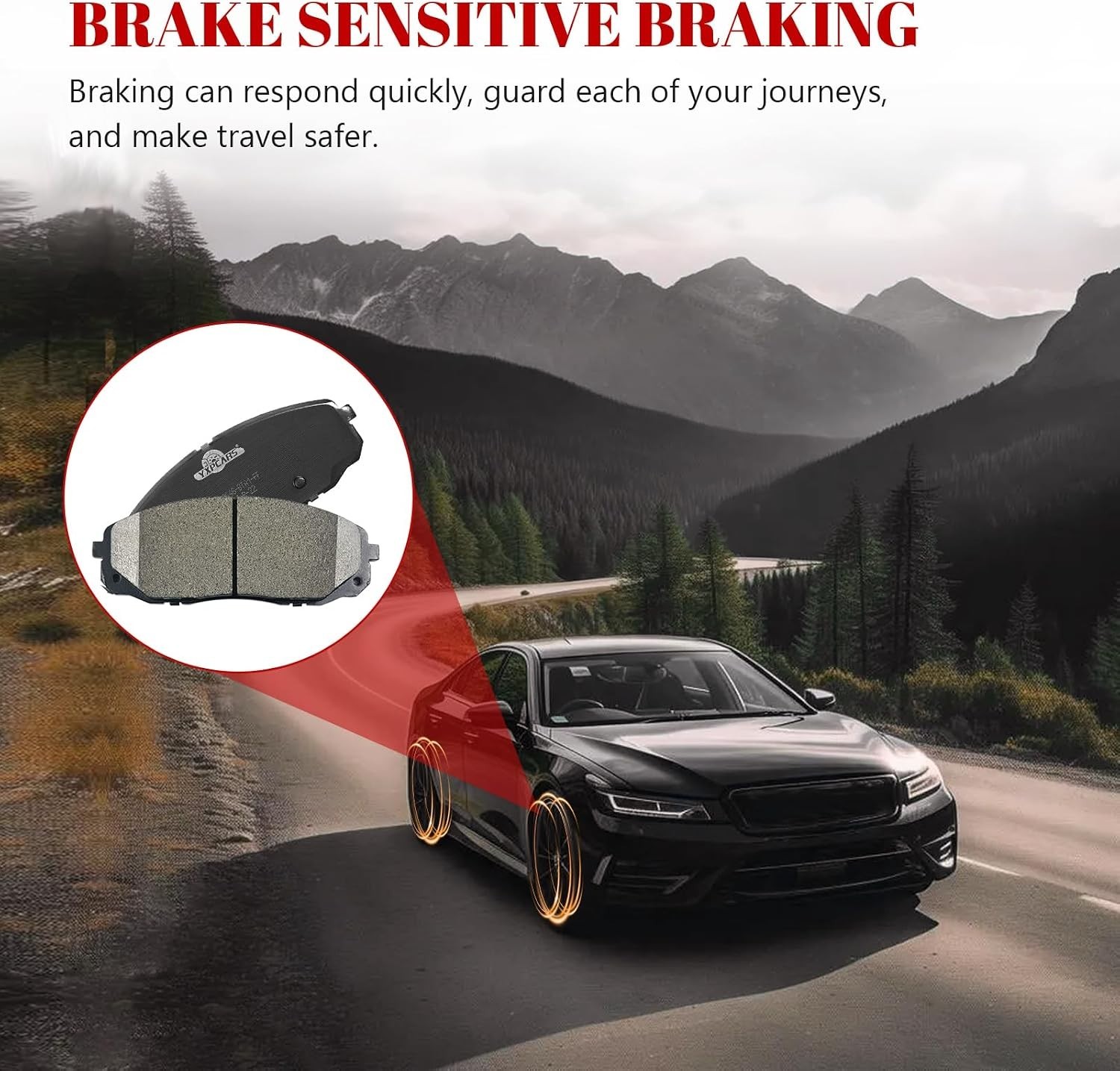 Front and Rear Ceramic Disc Brake Pads Set Replacement for Kia