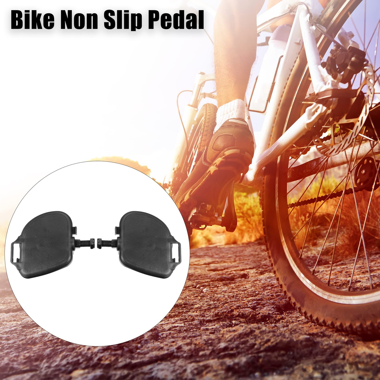 X AUTOHAUX 1 Pair Exercise Bike Pedals with Straps Indoor Cycling Parts Non Slip