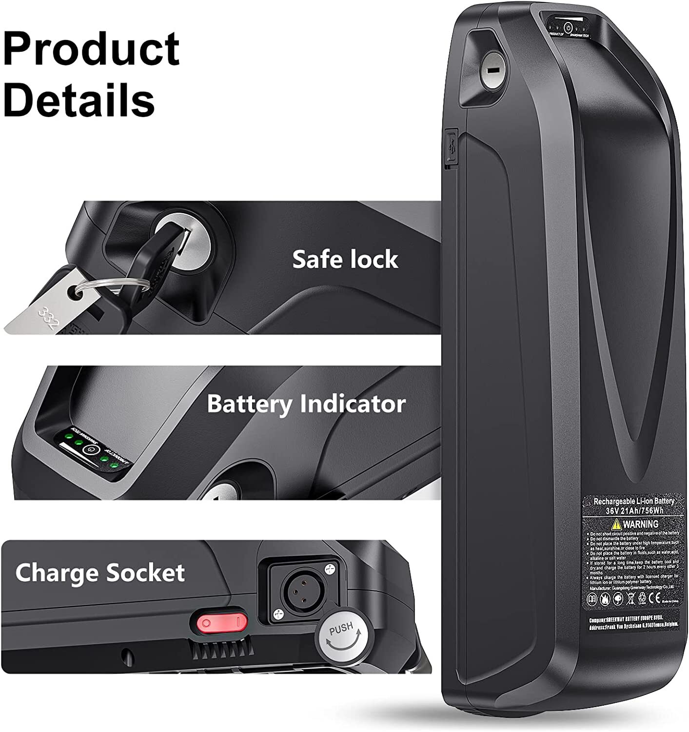 36V 48V 52V 60V 10Ah 20Ah 25Ah Ebike Battery Lithium Electric Bicycle Battery