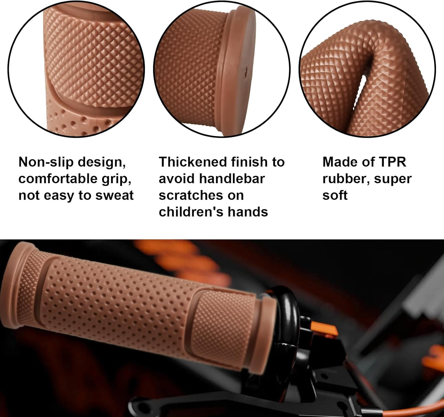 4 PCS Kids Bike Handlebar Grips | Black + Color Combo | 8 Options | Non-Slip 22.