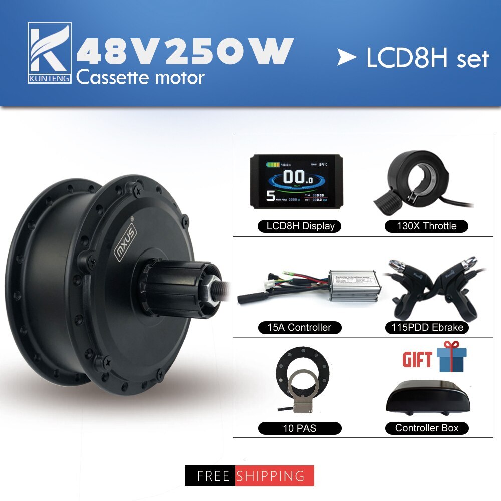 E-Bike Conversion Kit 36V 48V 250W Hub Motor Waterproof Plug LED LCD Display