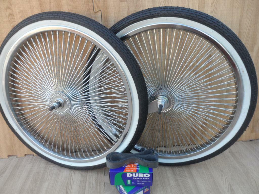 20″ Lowrider Bicycle Dayton Chrome Wheels & White Walls 140 Spoke Front & Rear