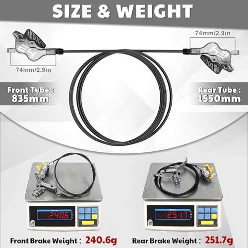 BUCKLOS MTB 4-Piston Hydraulic Disc Brake Set Front Rear Pre-Bled