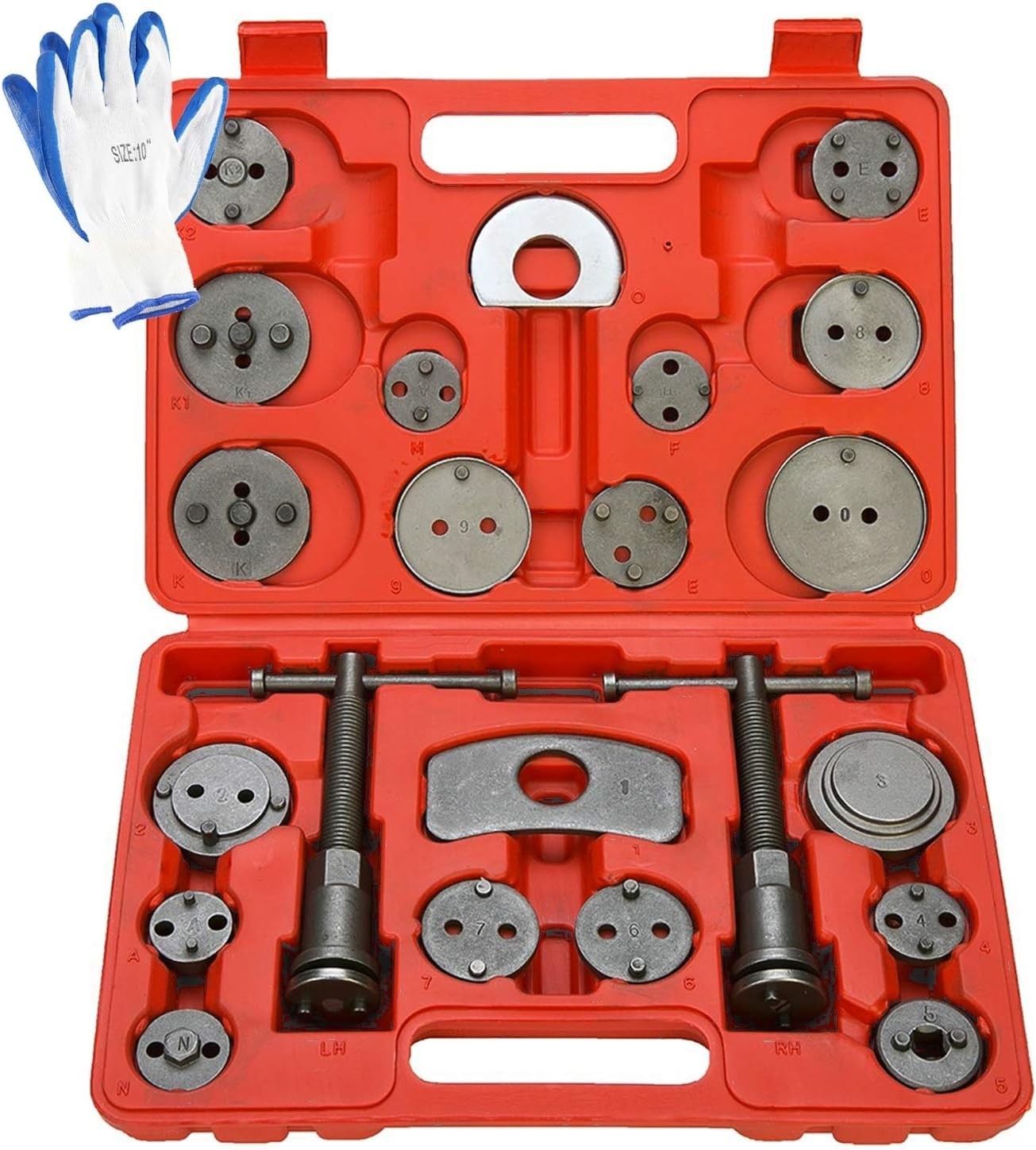 Complete 24 Piece Brake Caliper Tool Set with Adapters, Gloves & Storage Case