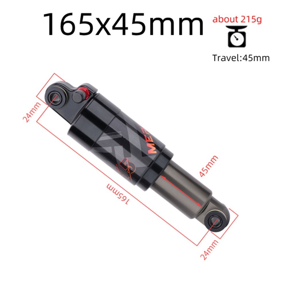 Air Rear Shock Absorber 125/150/165/190/200mm Aluminum Alloy Bicycle Black
