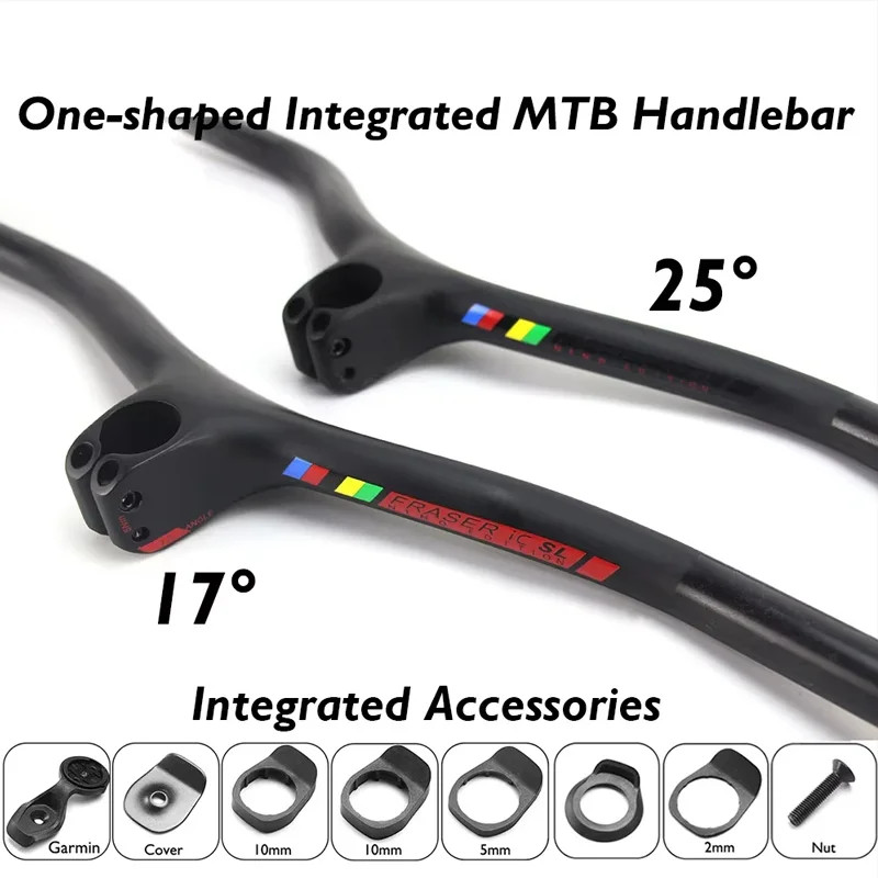 Full Carbon Fiber Integrated Mountain Bike Handlebar 28.6mm Clamp 740mm Width