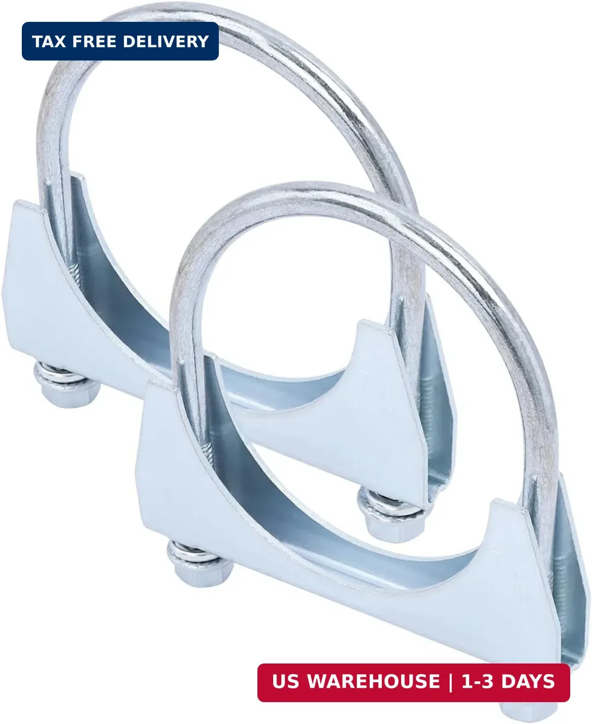 2 Pack 3″ U Bolt Clamp Saddle-Style Muffler Exhaust Clamps on Tip Pipes 76 mm St