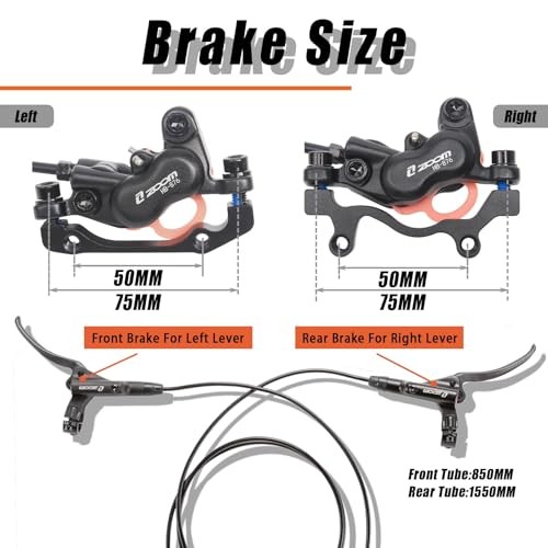 BUCKLOS Zoom MTB 4 Piston Hydraulic Disc Brakes Set Left Right 850mm