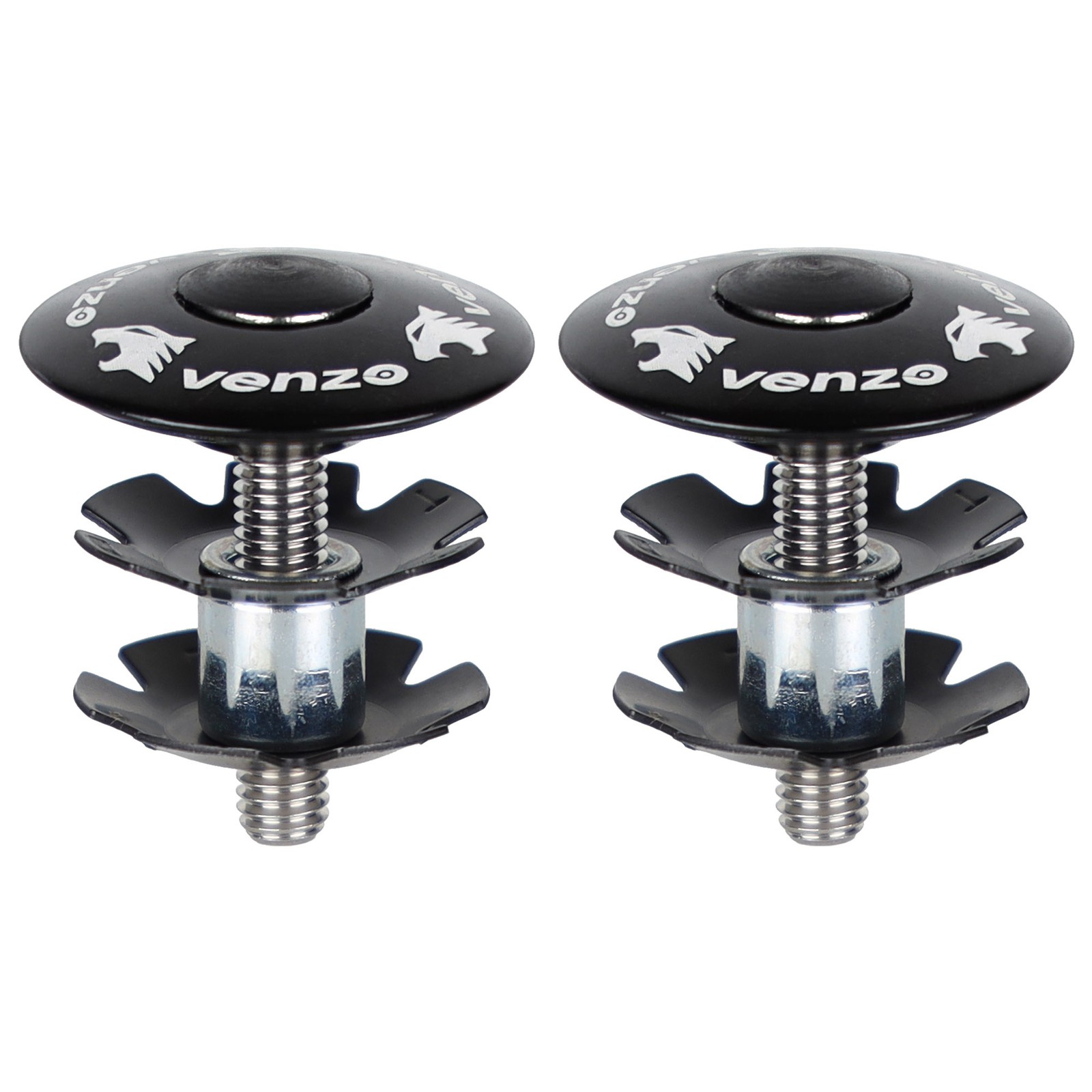 2x VENZO Bike Bicycle Fork Tube Lightweight Star Nut 1-1/8″ with Headset Cap Kit