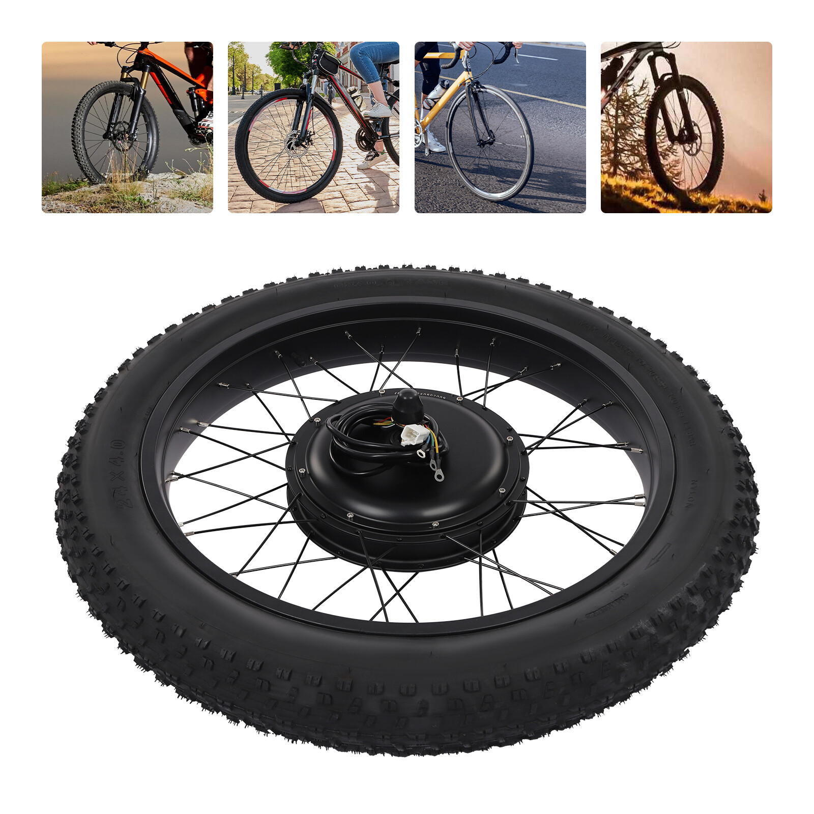 24″ 48V Electric Bicycle Front Wheel Hub Motor Kit E-Bike Conversion Kit 1500W