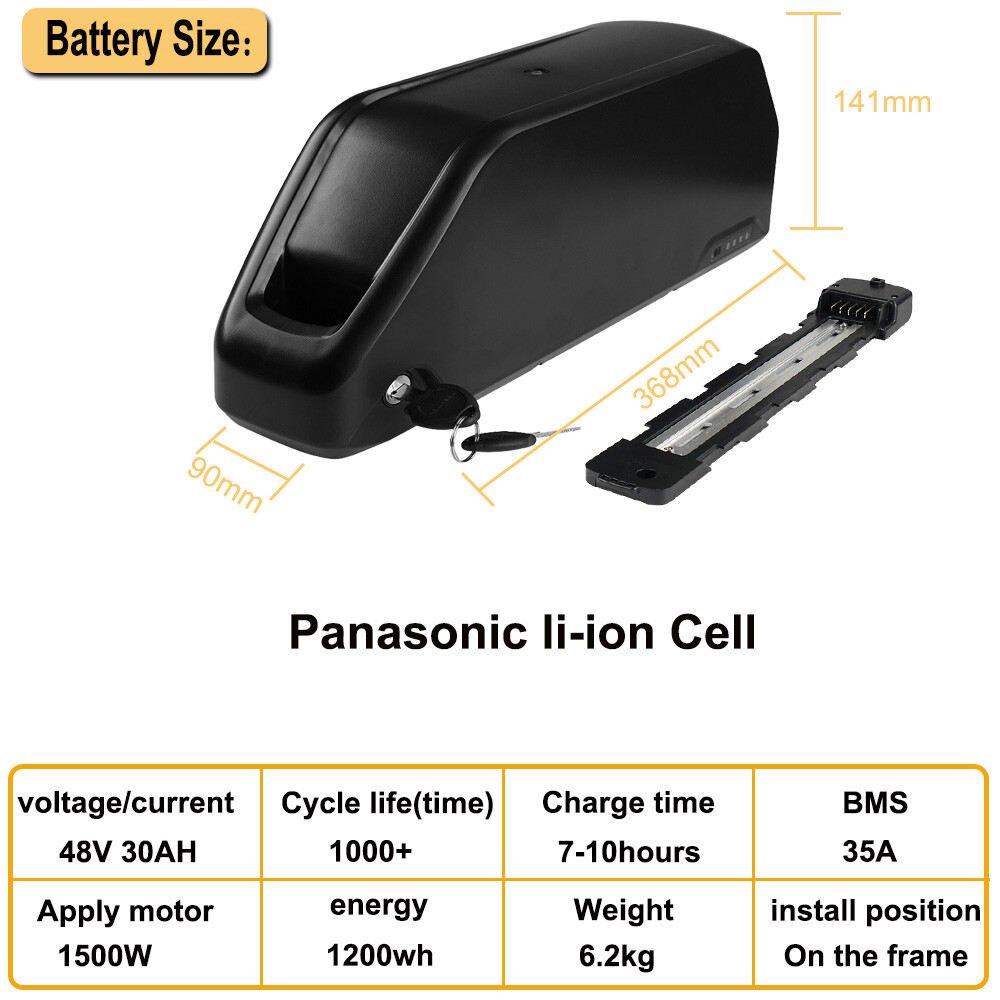Ebike Battery 48V 30Ah Samsung Li-ion Downtube for 50W~1500W Electric Bike Motor