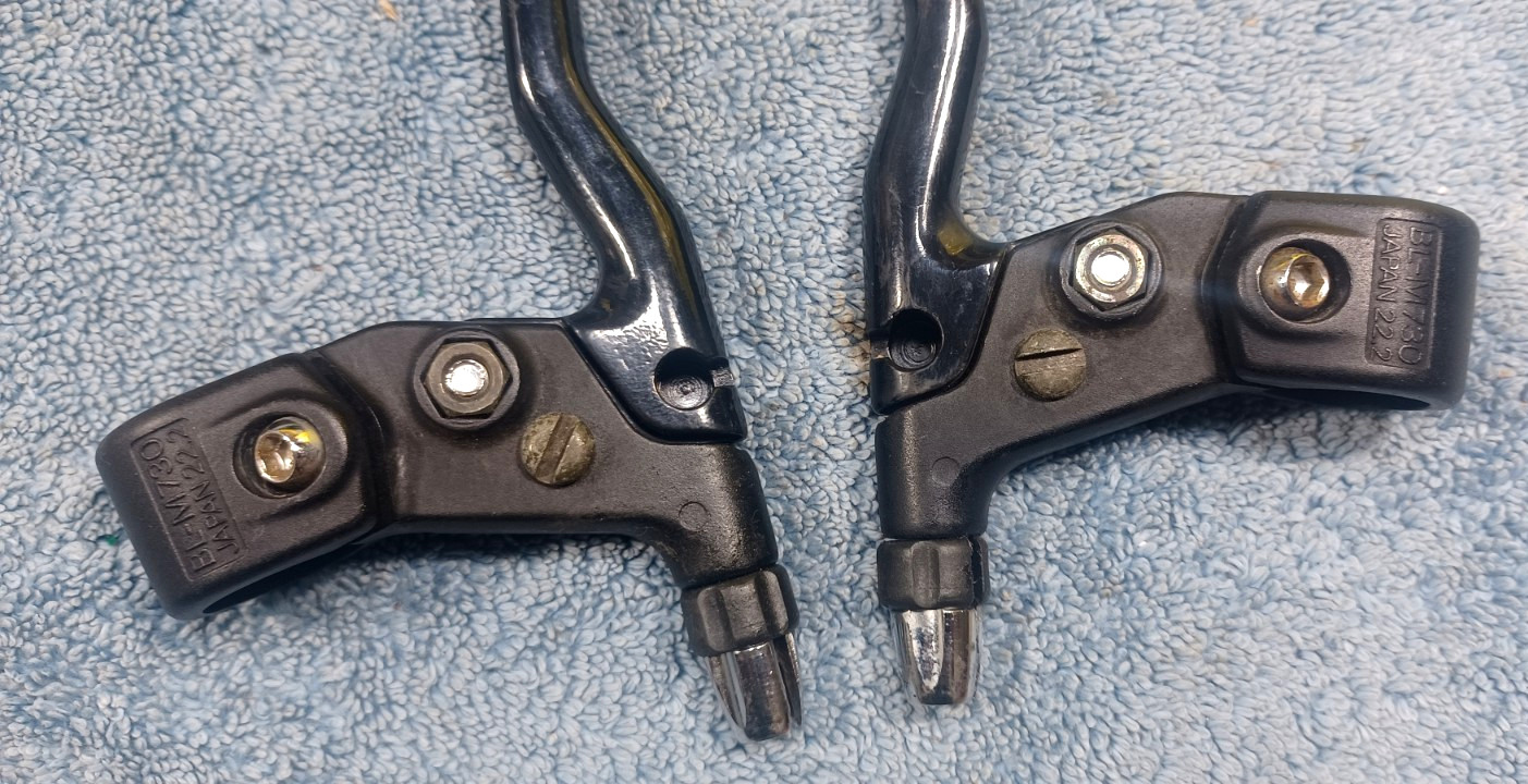 vintage, Shimano Deore XT 4-Finger Long Mountain Bicycle Brake Levers, BL-M730