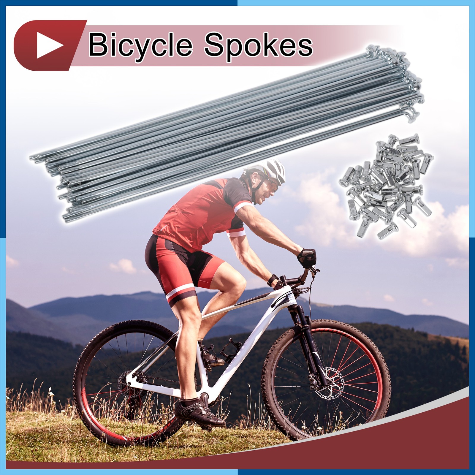 36Set 12G Bicycle Spokes 209mm Bike Wheel Spokes 45 Steel Galvanized Silver Tone