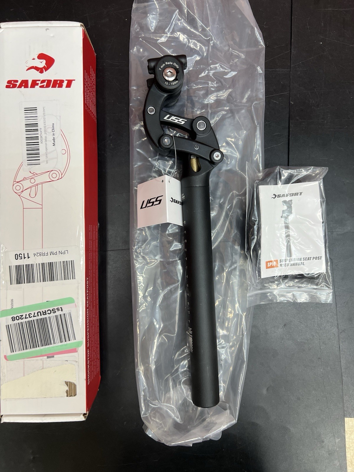 SAFORT SP18 Suspension Seatpost 30.9 x 365mm Aluminum Alloy Black MTB Bike