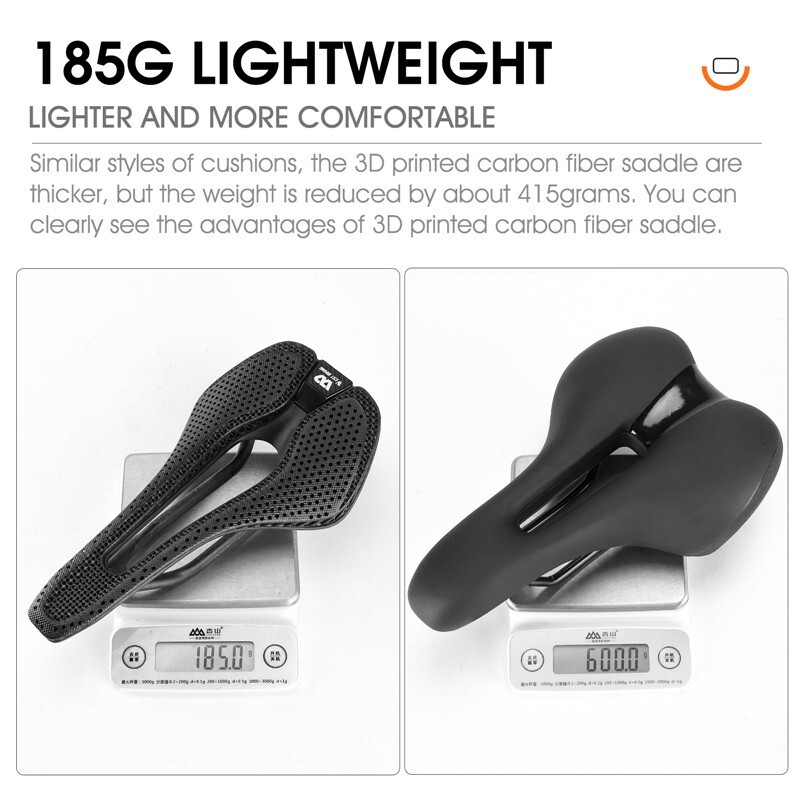 WEST BIKING Carbon Fiber 3D Printed Saddle Ultralight Road Bike Hollow Cushion
