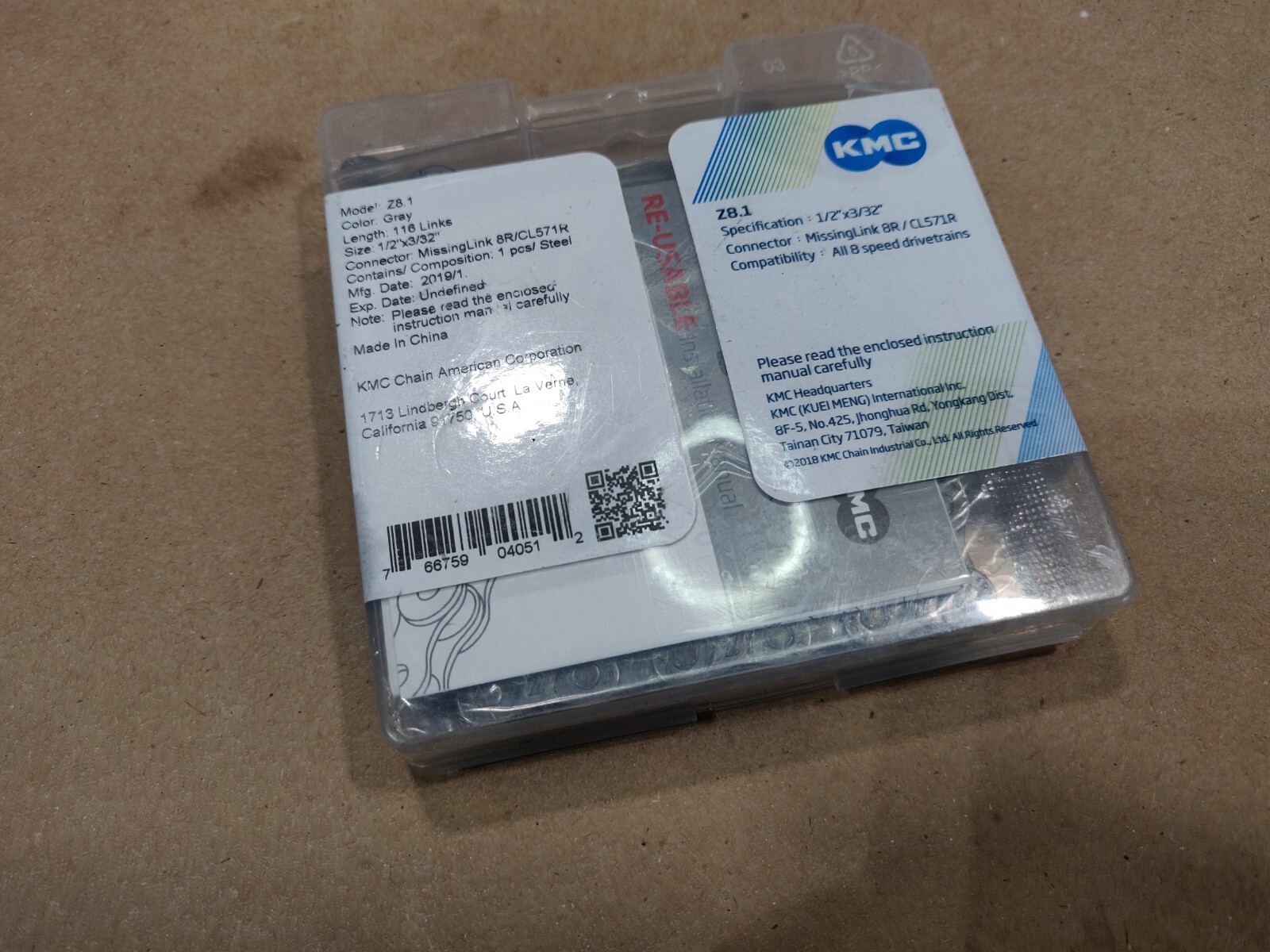 2-Pack, KMC Z8.1 6/7/8 Speed Chain Grey, w/disconnect link, Free Shipping