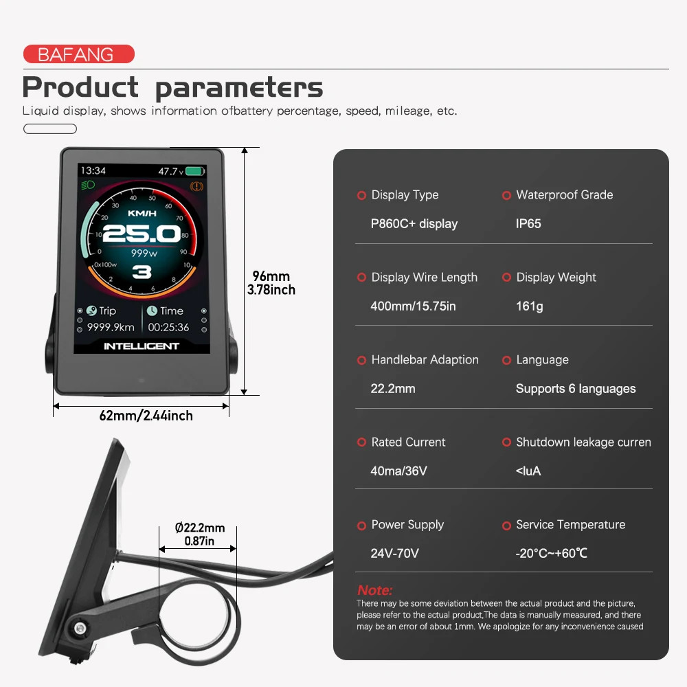 Electric Bicycle LCD P860C Display Ebike Intelligent LCD Screen for Mid Motor