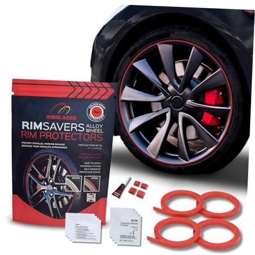 Rim Protectors for Alloy Wheels by Rimsavers – Fits Up to 22″ X 4 Rims | Red