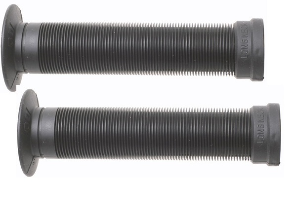 ODI SOFT FLANGED LONGNECK ST GRIPS SOFTIES w/ PLUGS BMX BIKES & SCOOTERS BLACK