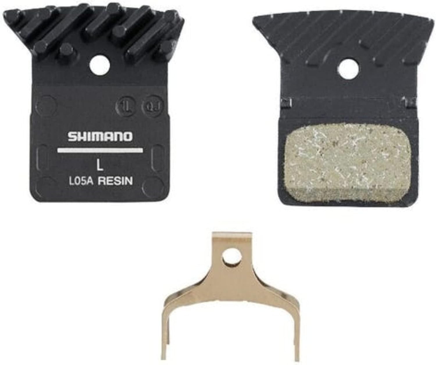 Shimano L05A-RF disc pads and spring, alloy back with cooling fins, resin