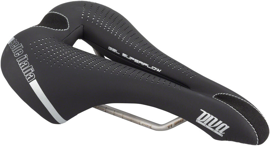 Selle Italia Diva Gel Superflow Saddle Black | 152mm Width Tubular Vanox Rail