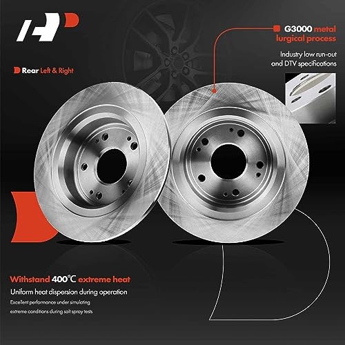 11.10 inch (282mm) Rear Solid Disc Brake Rotors Compatible with Select Honda