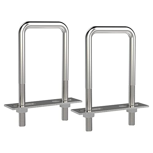 2 Sets 304 Stainless Steel Square U-Bolts 2.75″(70mm) Inner Width, 70X110（W*L）