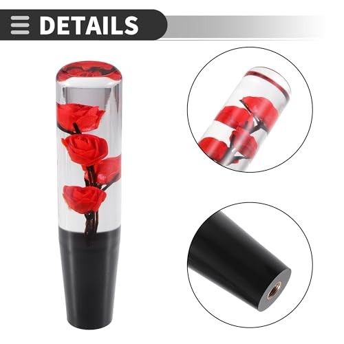 Universal Rose Flower Car Gear Shift Knob, Manual Automatic Stick 20cm Red