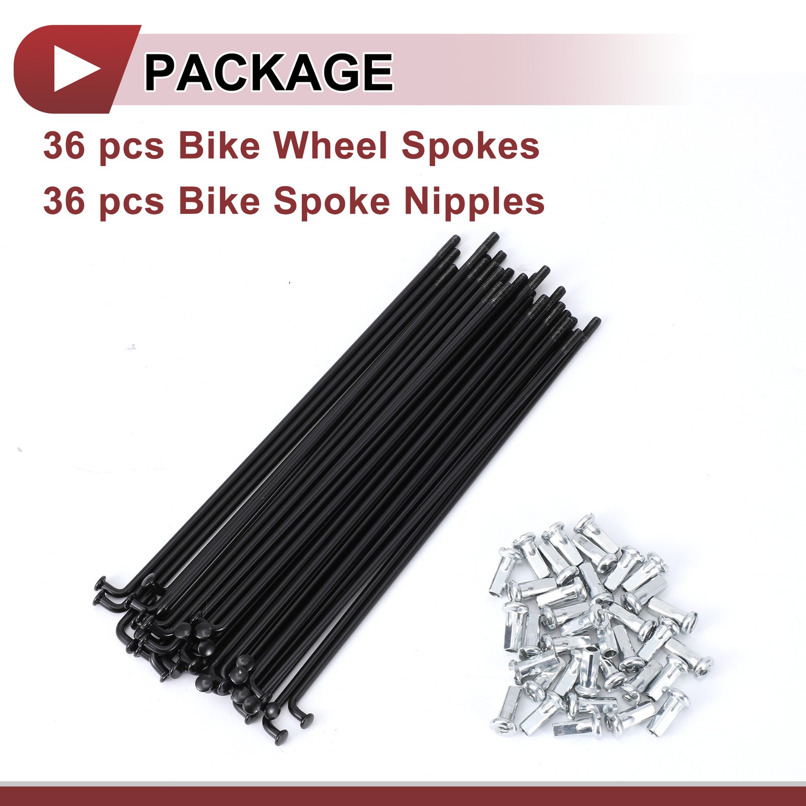 36 Set 12G Bicycle Spokes 145mm Bike Wheel Spokes 45 Steel Black