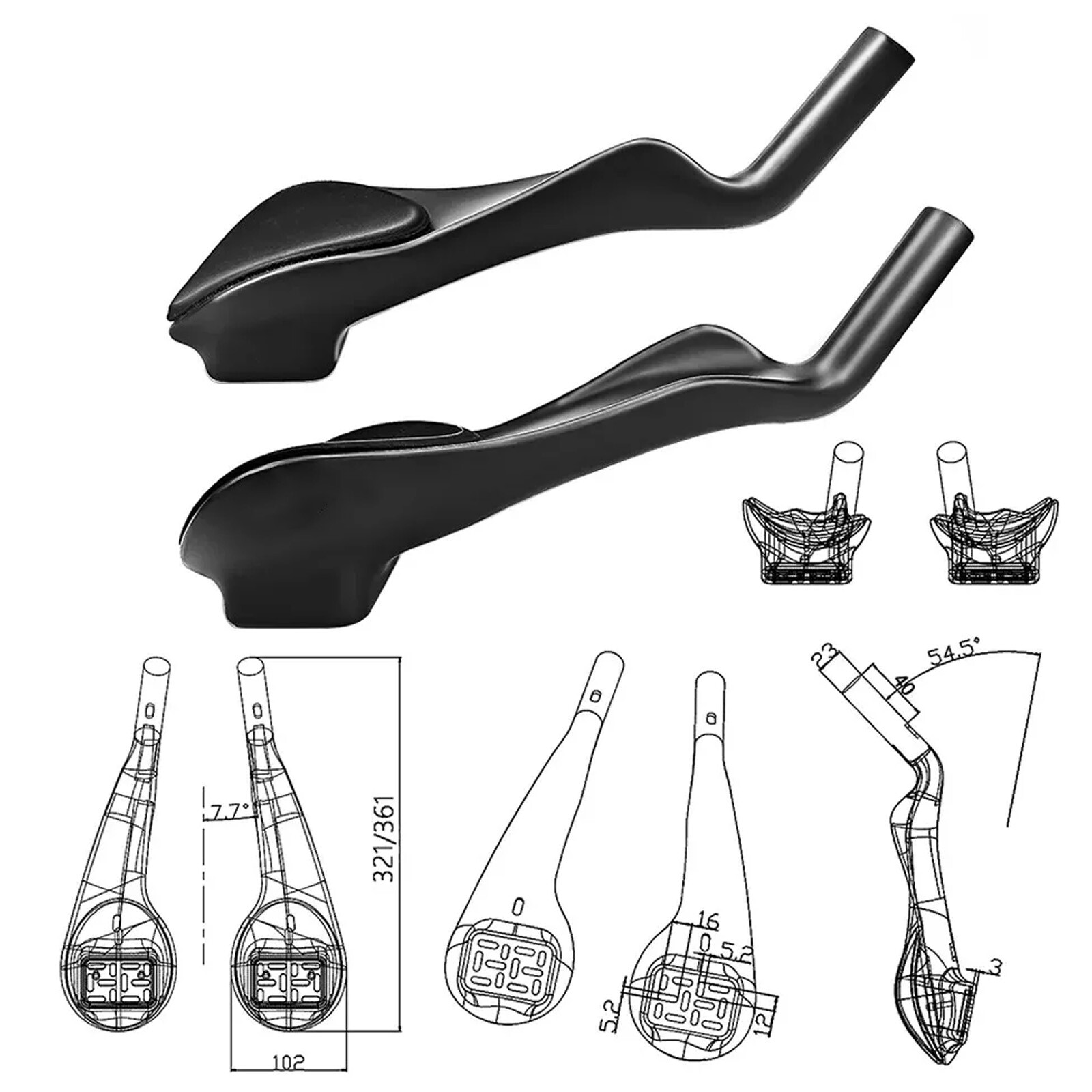 For BALUGOE Carbon Bicycle Rest TT Handlebar Time Triathlon Bike Extension Bar