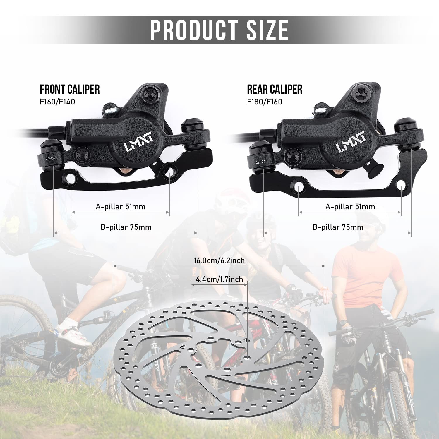 TOBWOLF 1 Pair MTB Disc Brake Set, Hydraulic Disc Brake Kit with 160mm Rotors…