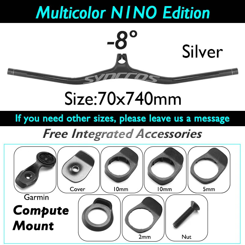 -8 -17 -25 Degree Carbon Fiber Mountain Bike Integrated Handlebar 70*740mm