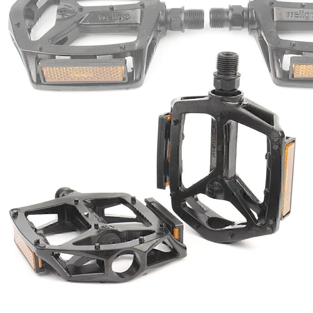 Pair Bike Pedals Platform Wellgo B087 Cr-Mo Spindle 9/16″ DU Sealed Bearings