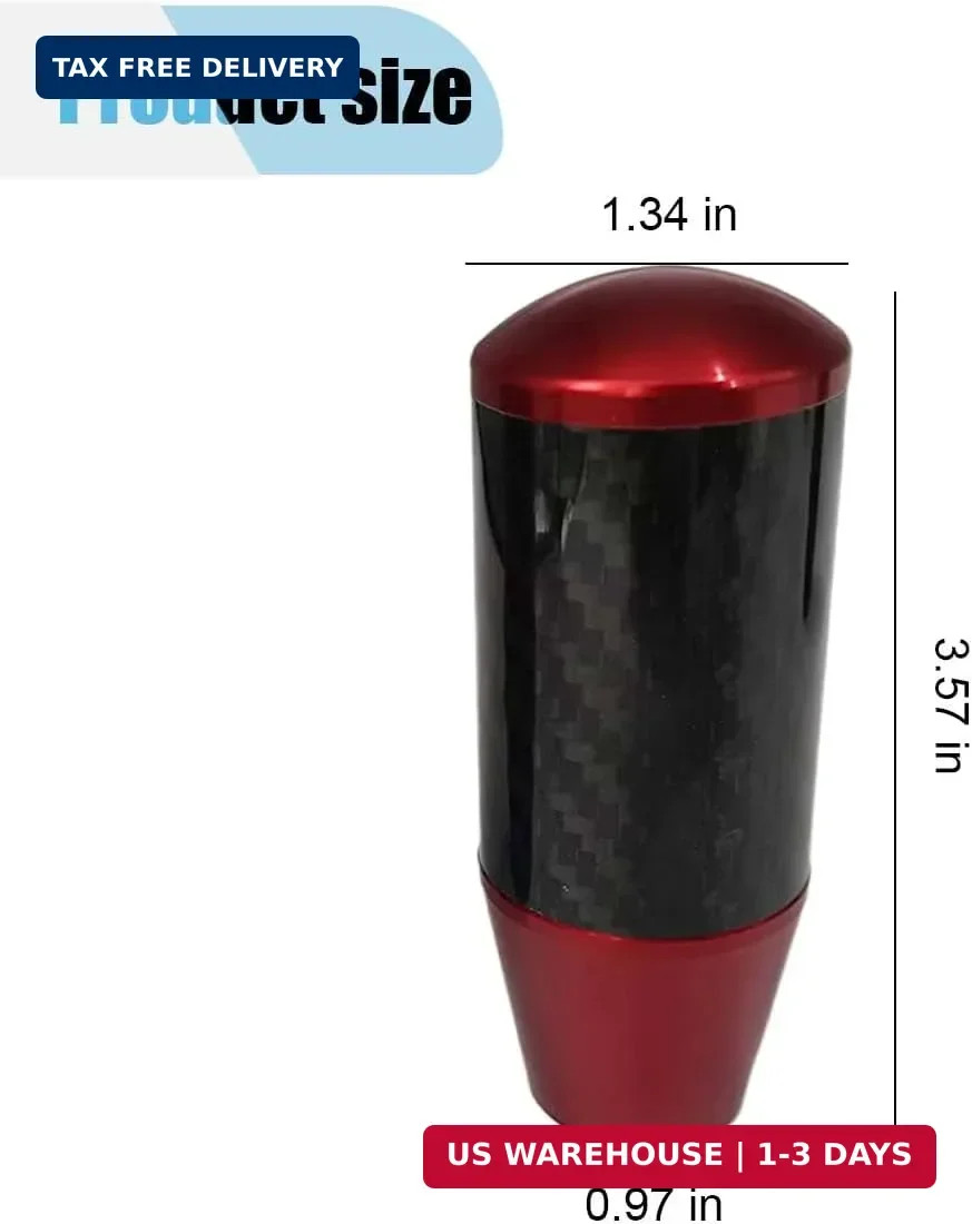 LAINLOY Carbon Fiber Car Shifter Knob, Buttonless Automatic Manual Gear Shift Kn