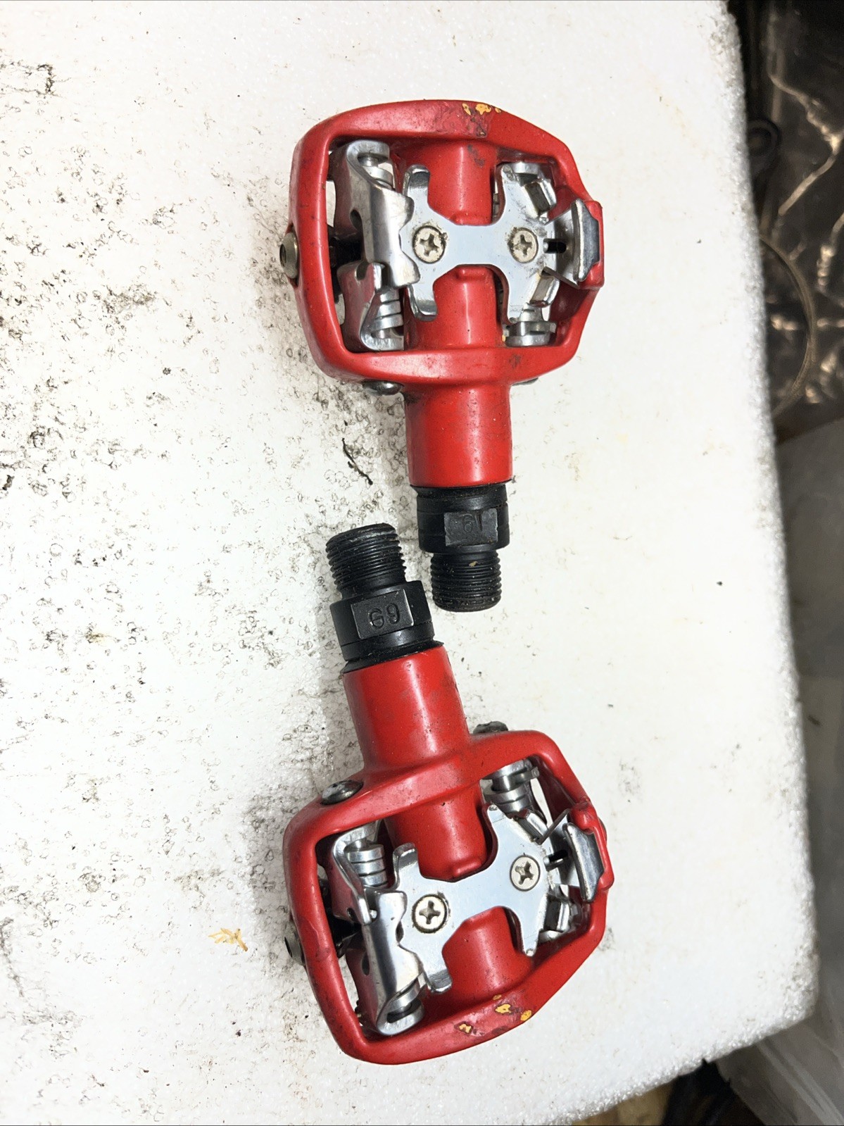 Wellgo Spd Clipless Pedals 9/16 Red Mtb Vintage