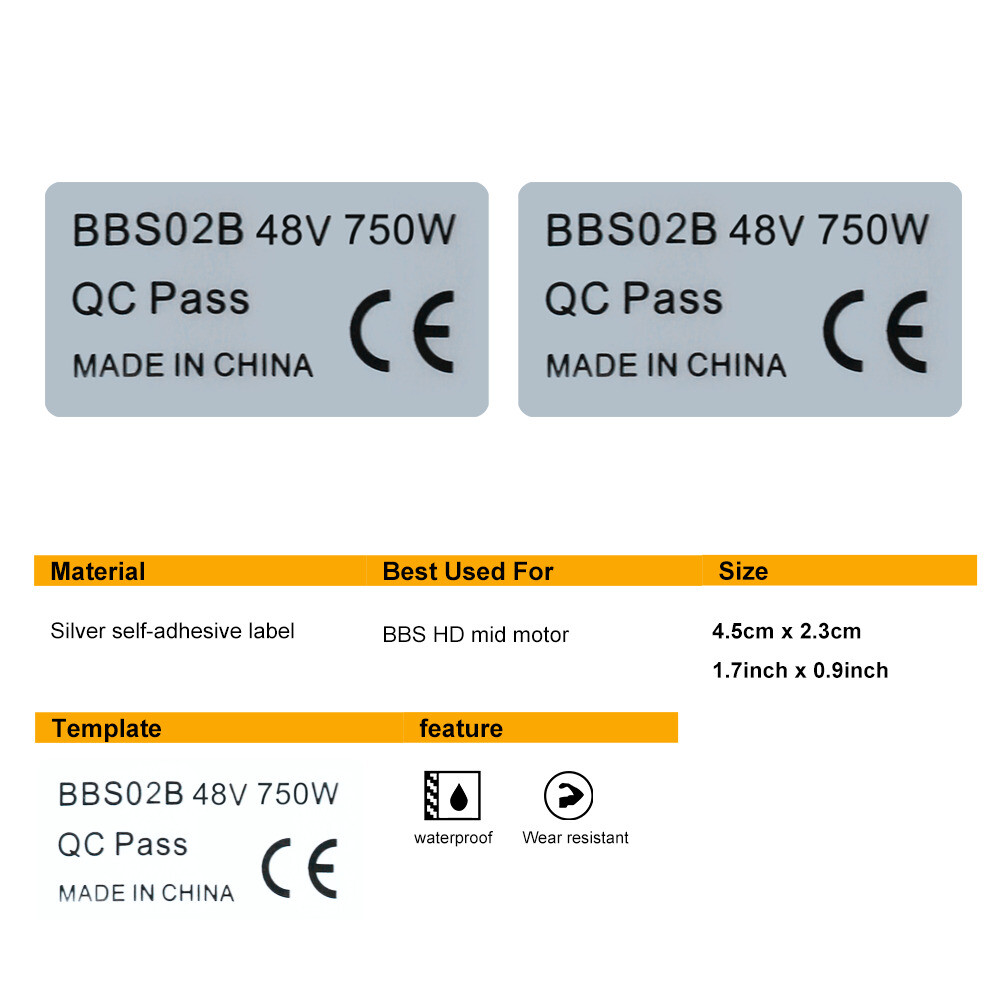 6Pcs 48V 750W BAFANG BBS02B BBSHD Mid Drive Motor Stickers Legal For Ebike Label