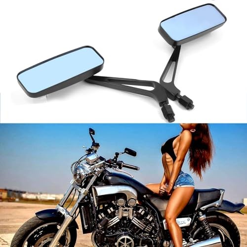 Black Devilmotor Rectangle Motorcycle Bobber Mirrors with Black Frame