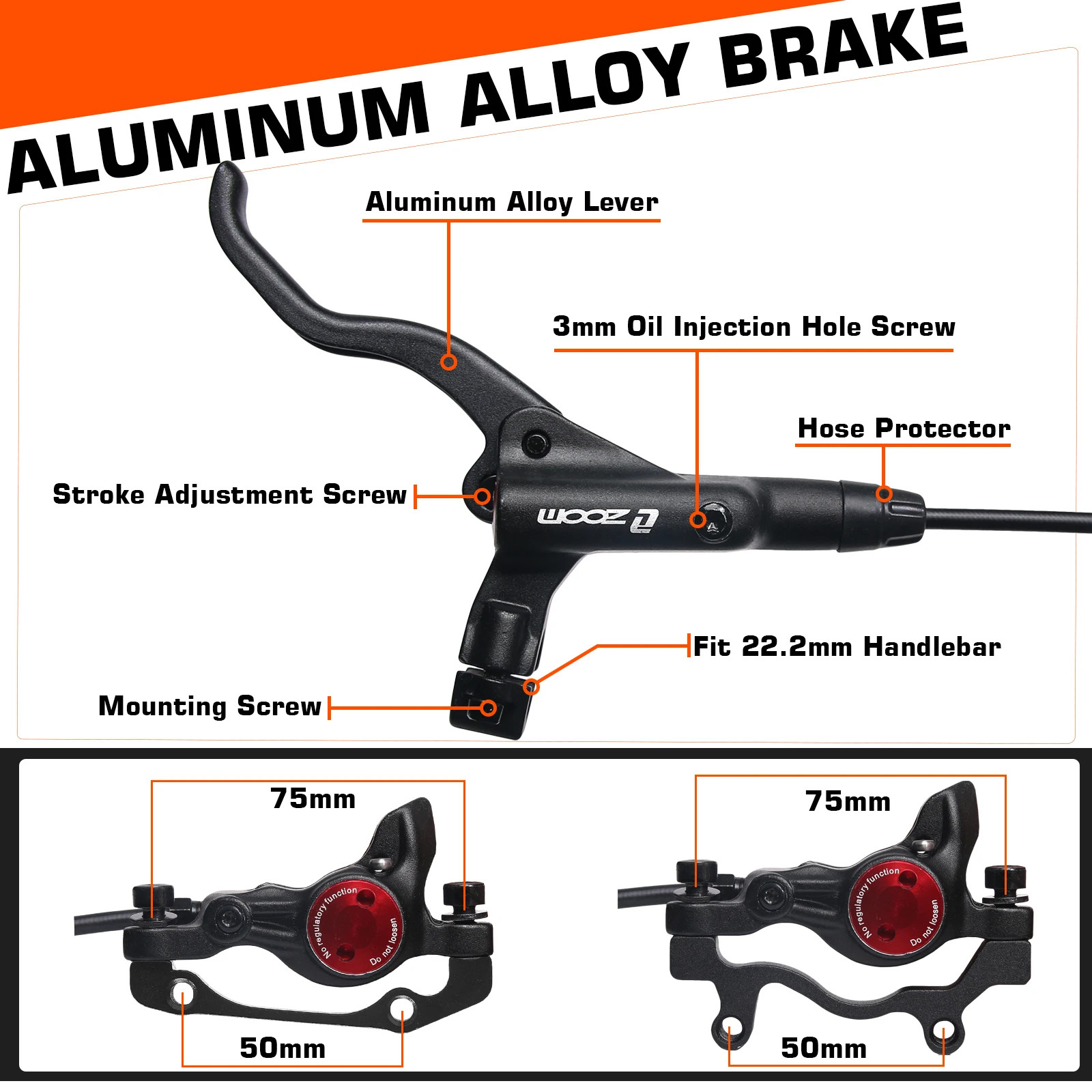 ZOOM HB-875 bicycle hydraulic disc brake set 800/1450mm bike hydraulic brakes 16