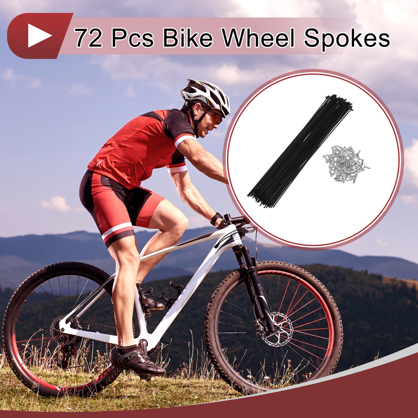 72 Set 14G Bicycle Spoke 255mm Bike Wheel Spoke Carbon Steel Black