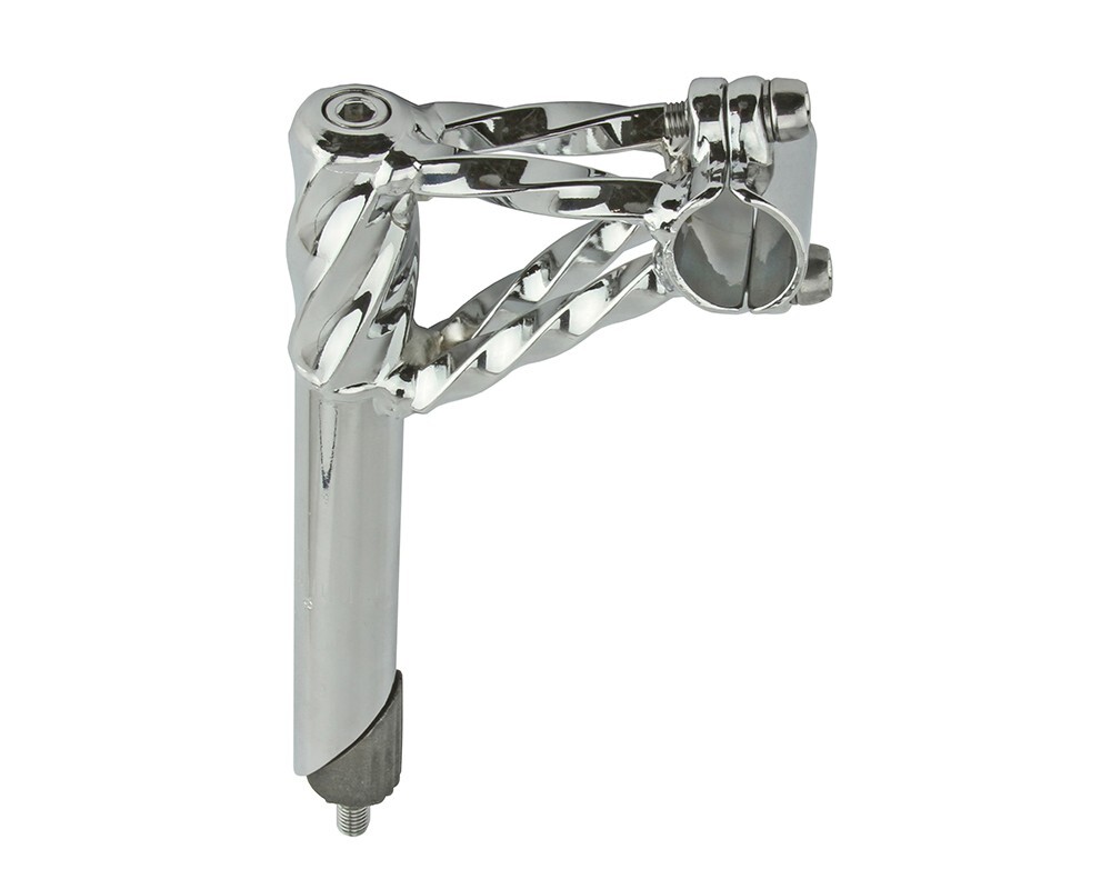 GENUINE VINTAGE LOWRIDER BICYCLE DOUBLE TWISTED LOWRIDER STEM 22.2MM IN CHROME.