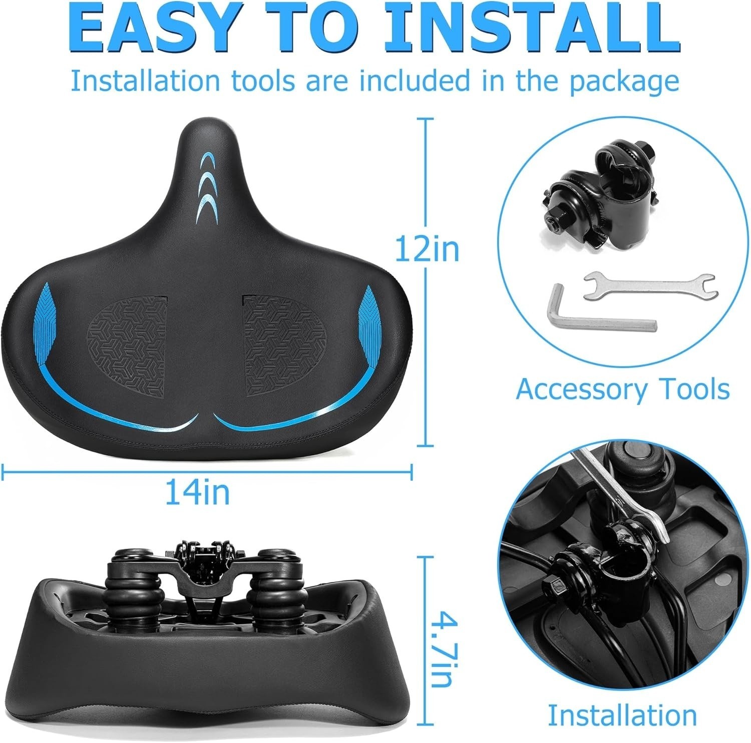 CDYWD Oversized Bike Seat For Men Women Comfort, Extra Wide Bicycle Seat Cushion