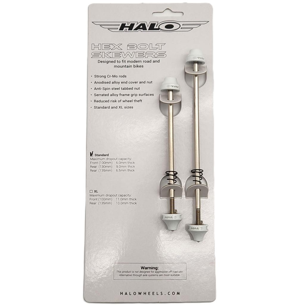 Halo Hex Bolt Standard White MTB Bicycle Skewers 100mm & 135mm