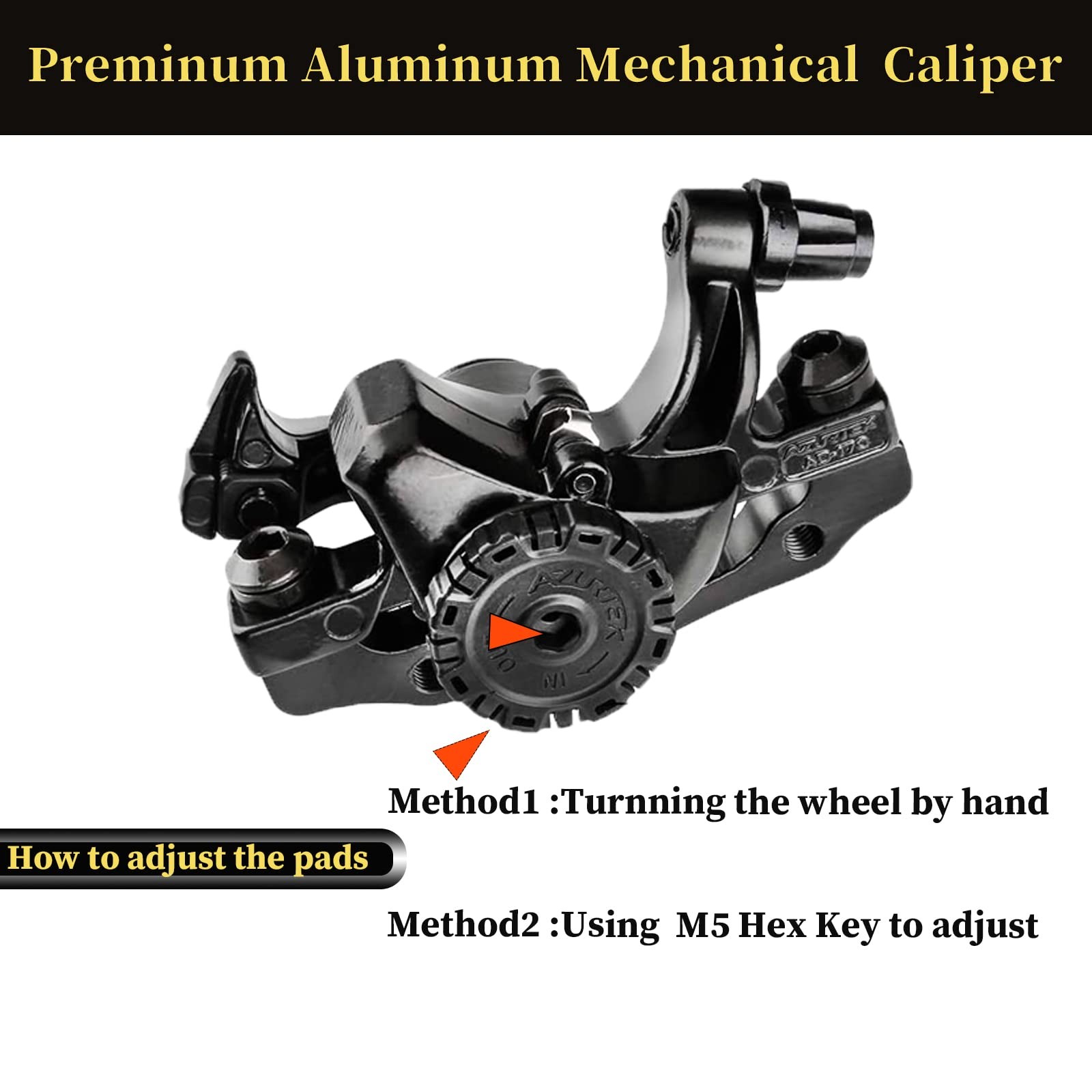 Bike Disc Brake Kit: Aluminum Caliper, Brake Lever, 160mm Rotor, Tool-Free Ad…