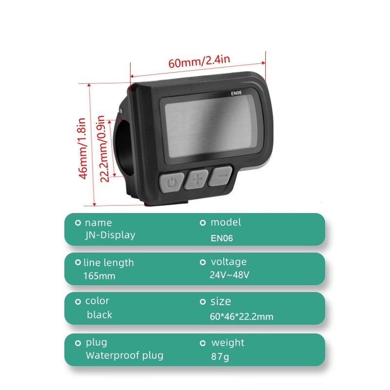 E-Bike electric scooter EN06 intelligent LCD instrument panel 6PIN WP plug