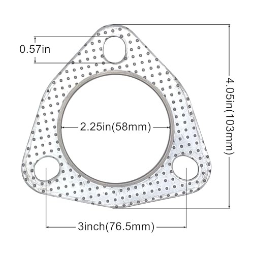 2.25 Inch Exhaust Gasket 3-Bolt 58mm Muffler Flange Header High 2.25 in