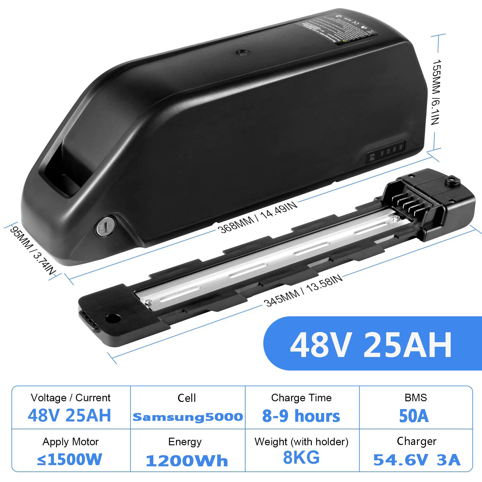 Samsung Cell E-Bike Battery 48V 52V 25Ah Electric Bike Bicycle Battery for 2000W
